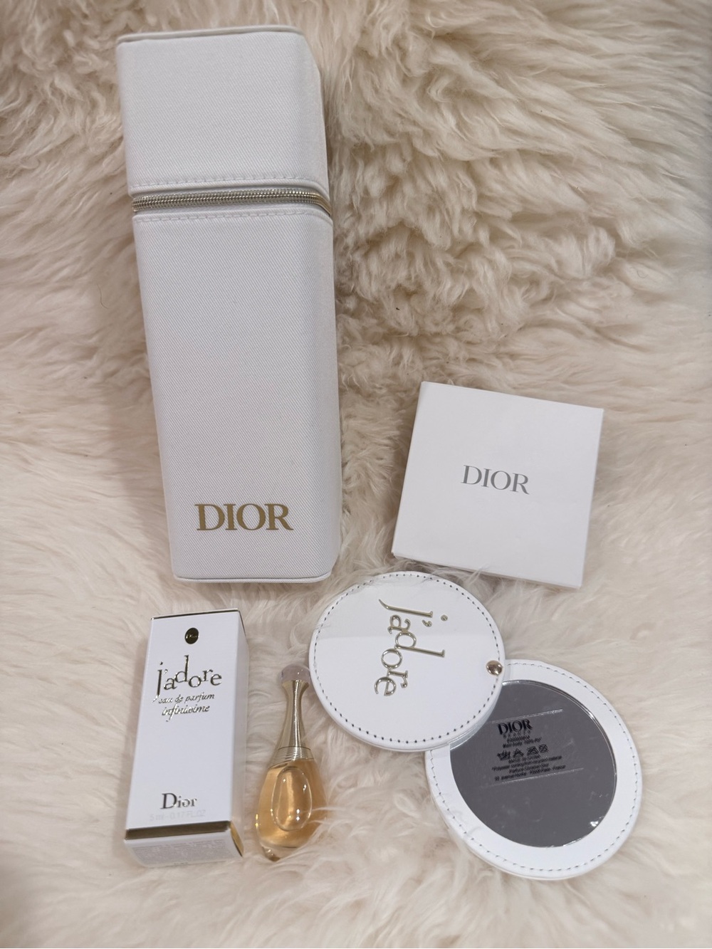 Dior White Travel Brush Case with Mirror & Miniature